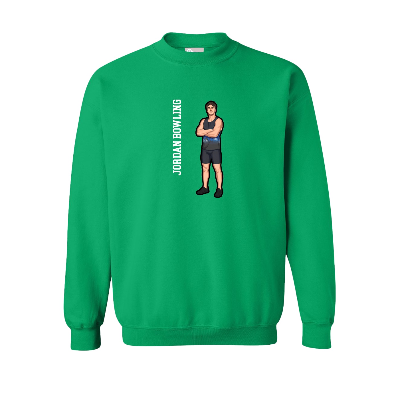 Fleece Crew — Name Vertical in Green