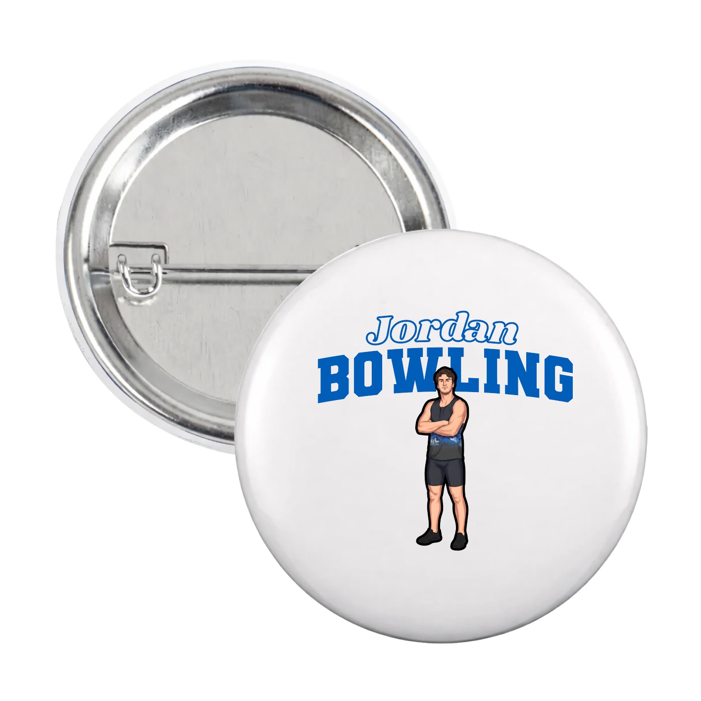 Game Day Button — Name Arch in White