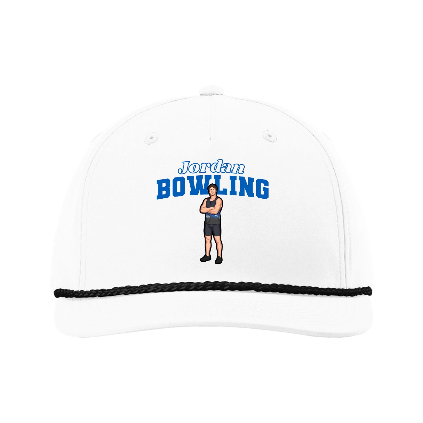 Five-Panel Classic Rope Cap — Name Arch in White