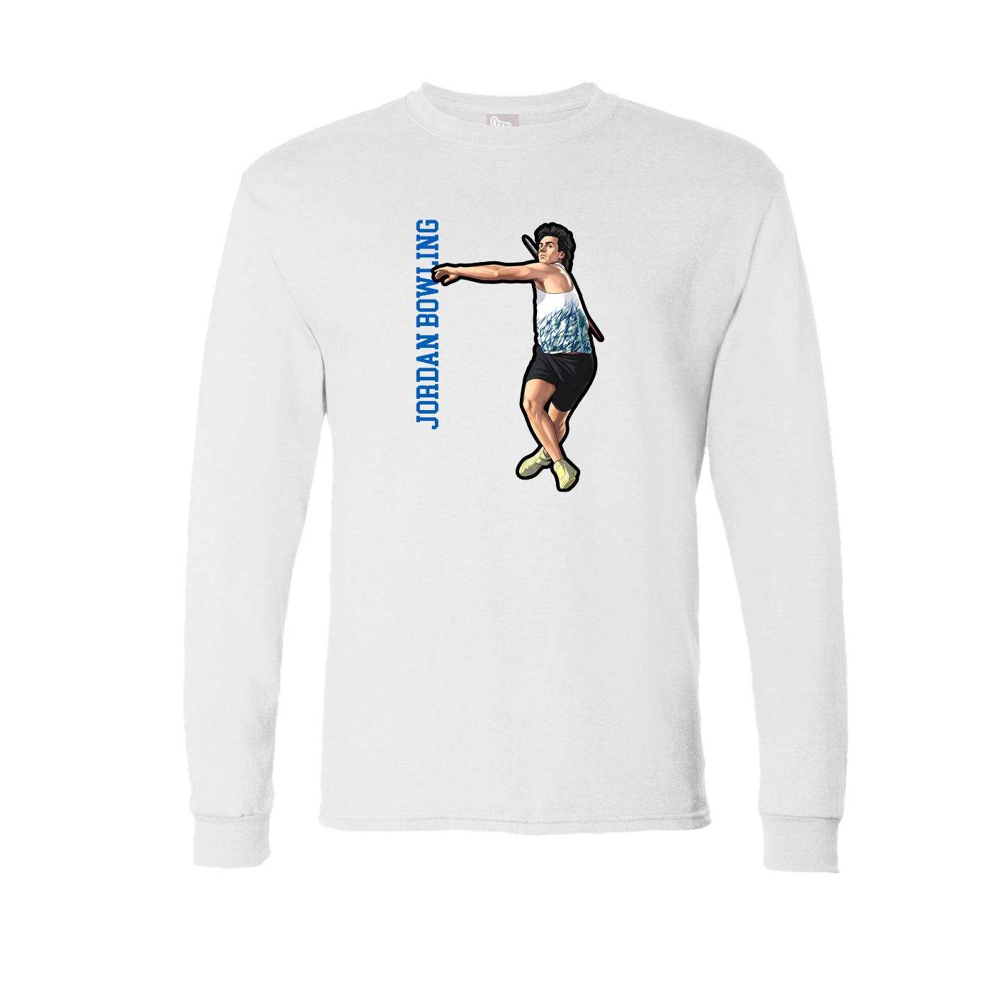Long Sleeve Tee — Name Vertical in White