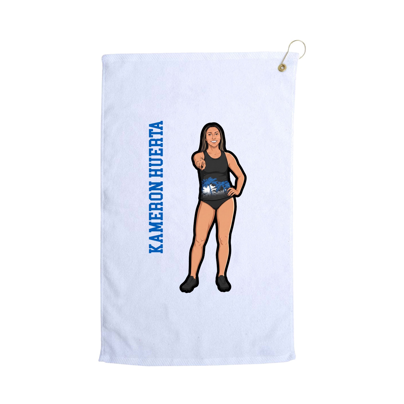 Golf Towel — Name Vertical in White