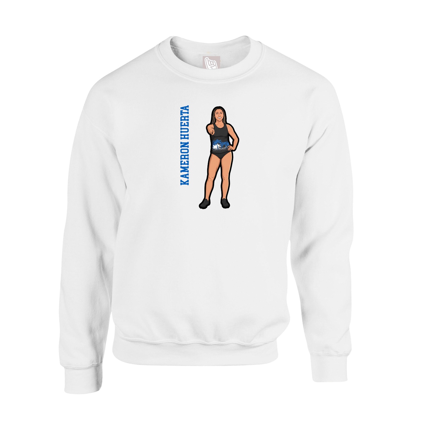 Fleece Crew — Name Vertical in White