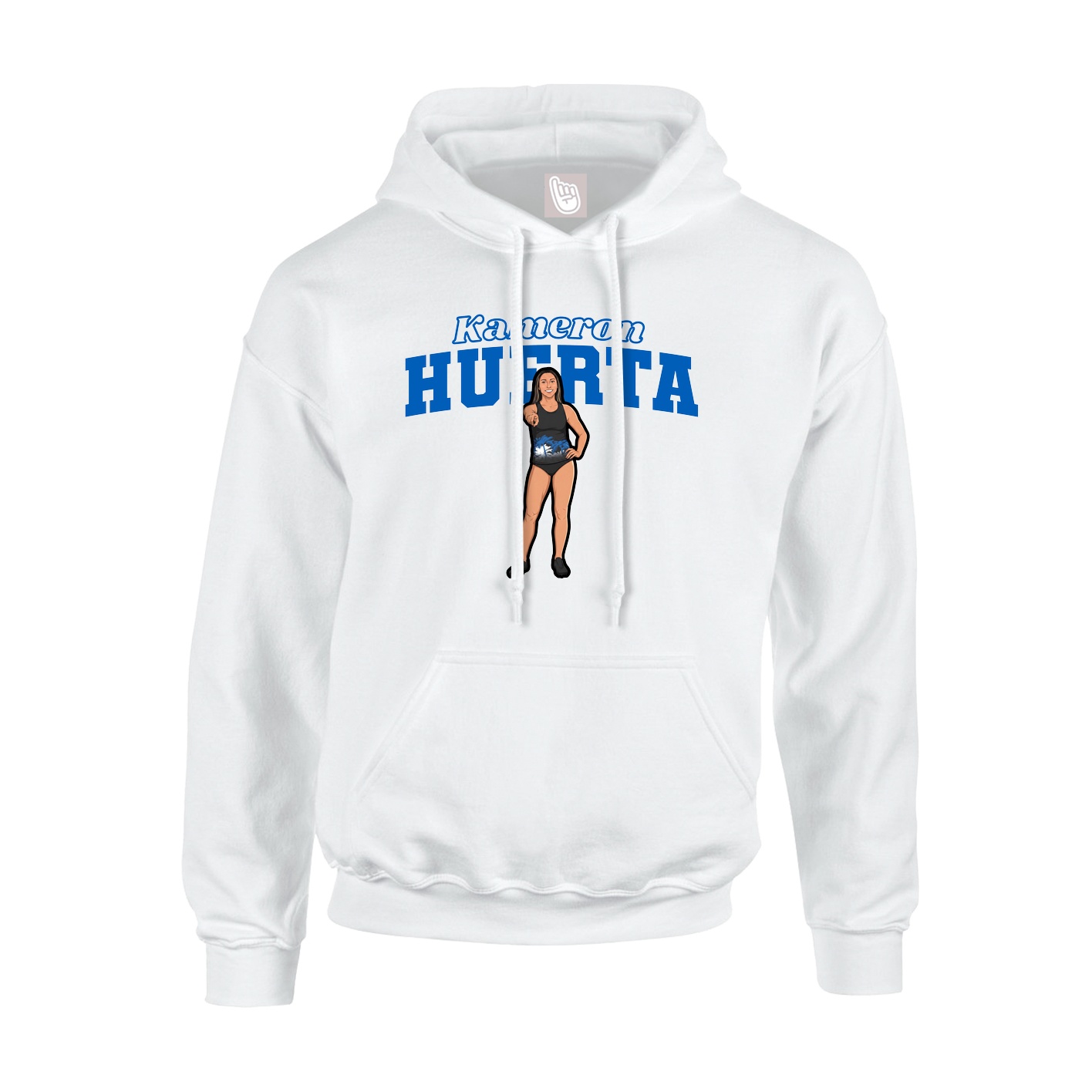 Youth Hoodie — Name Arch in White