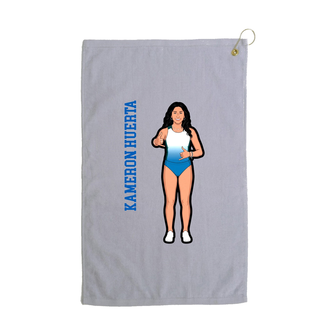 Golf Towel — Name Vertical in Grey