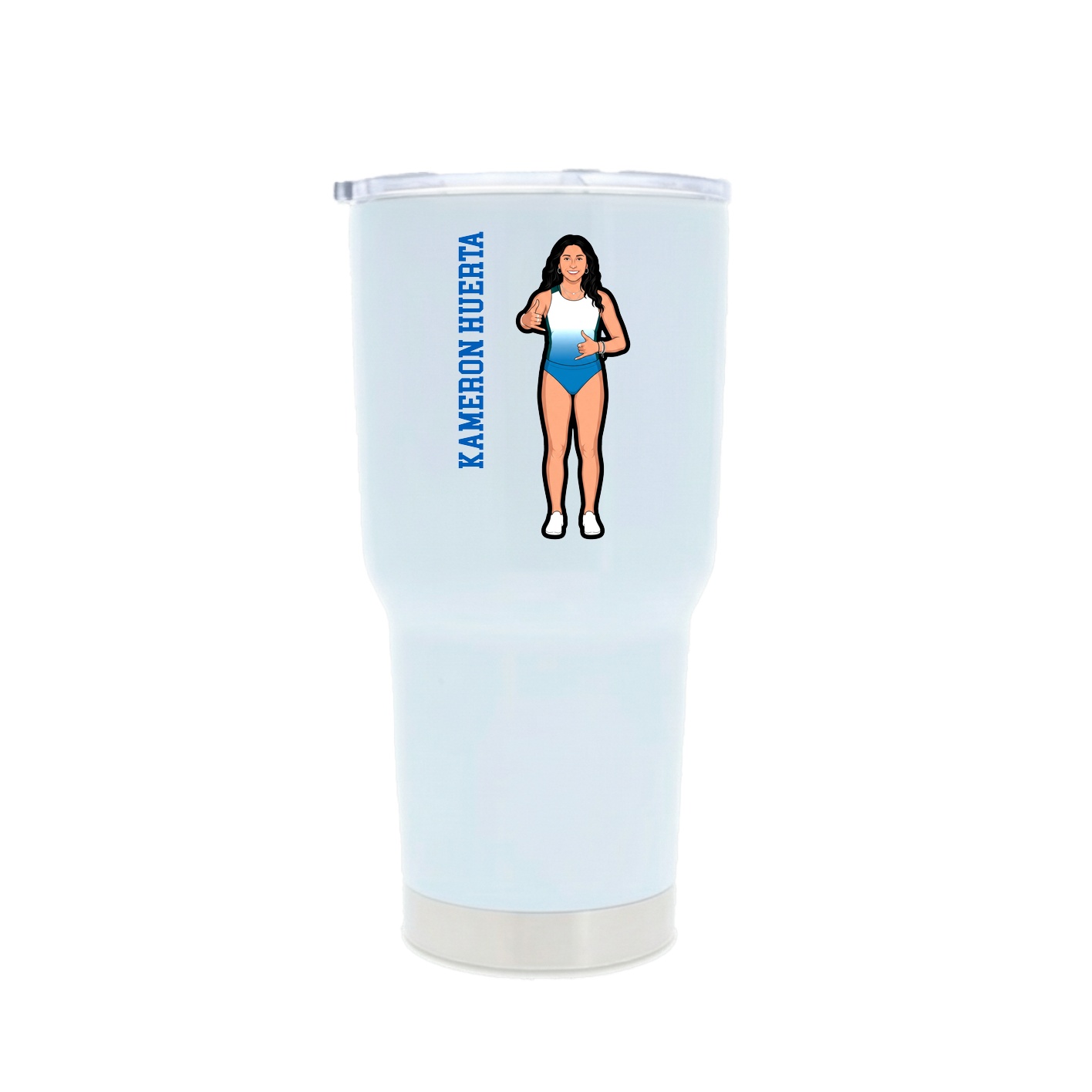 30oz Stainless Steel Tumbler — Name Vertical in White
