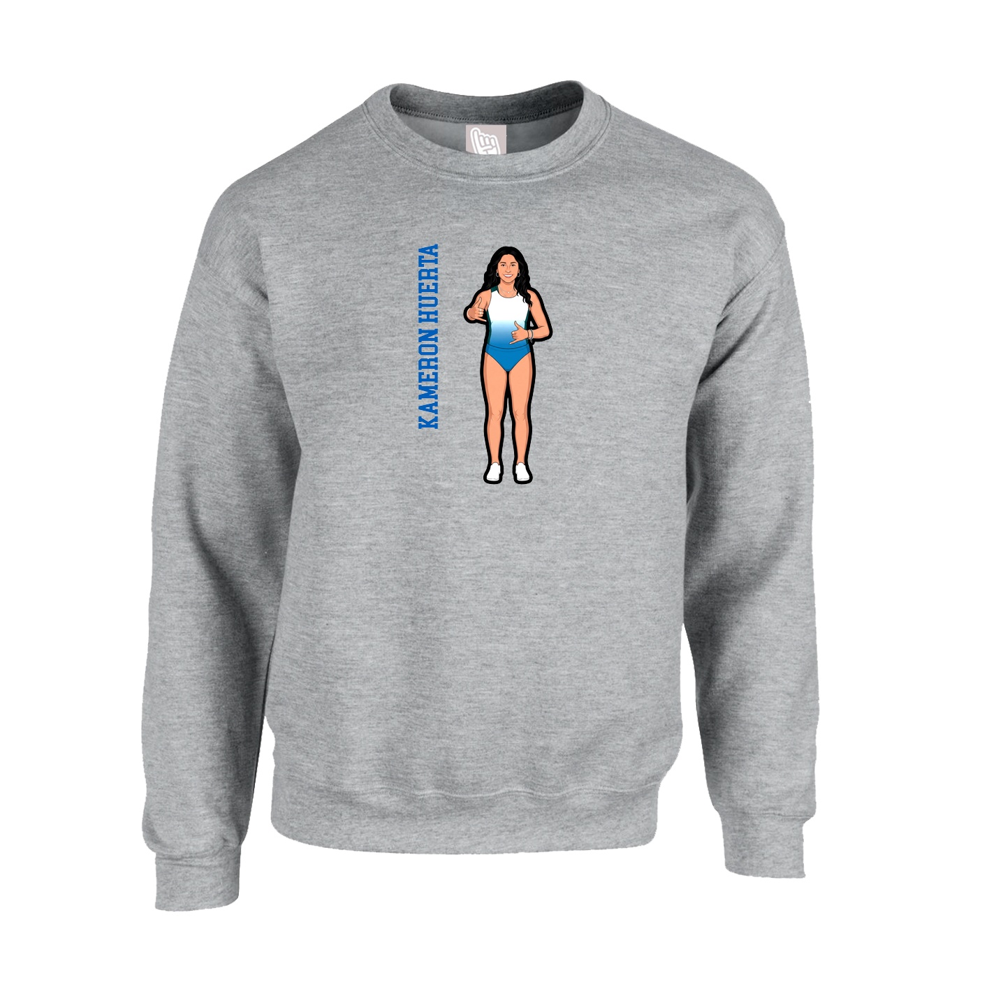 Fleece Crew — Name Vertical in Grey