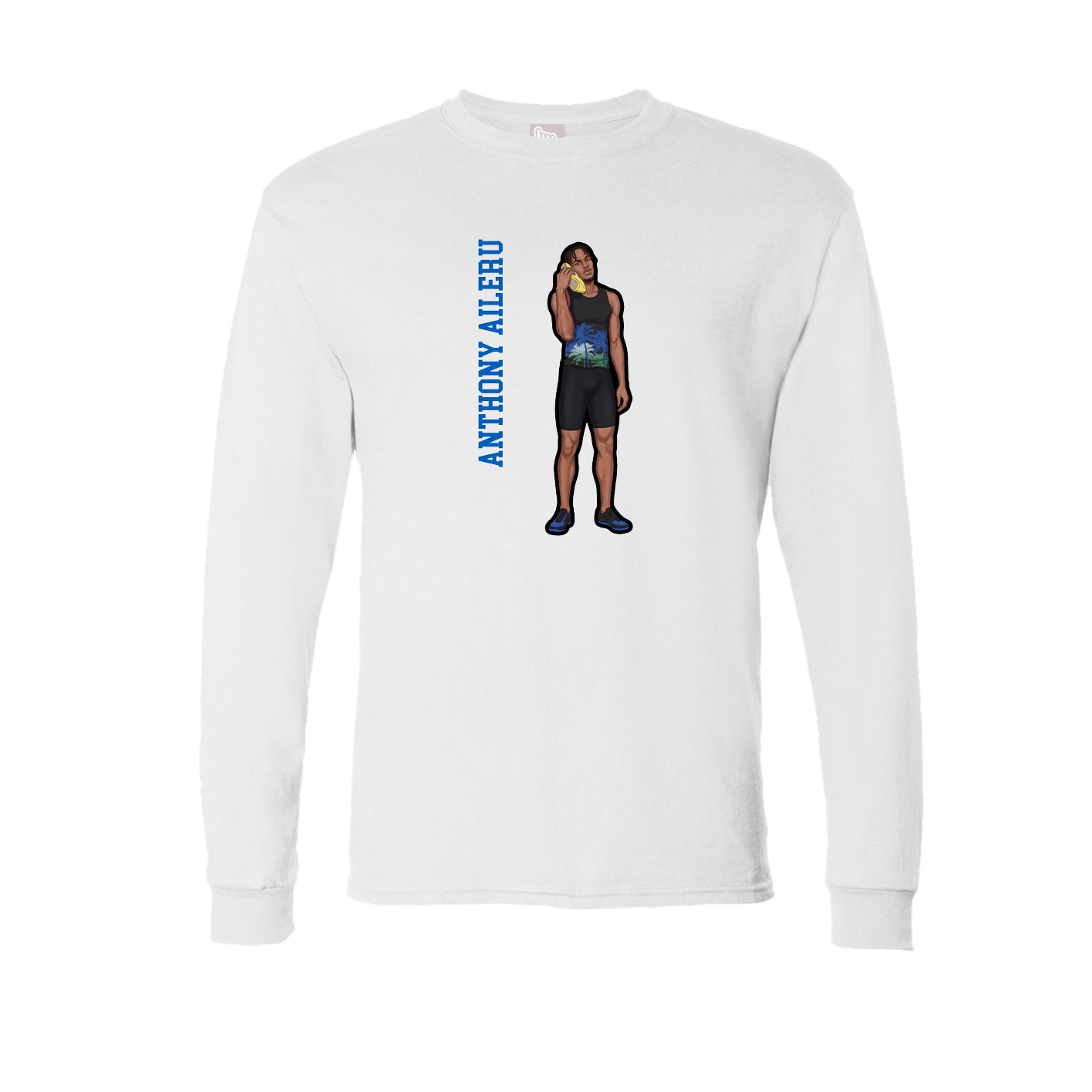Long Sleeve Tee — Name Vertical in White
