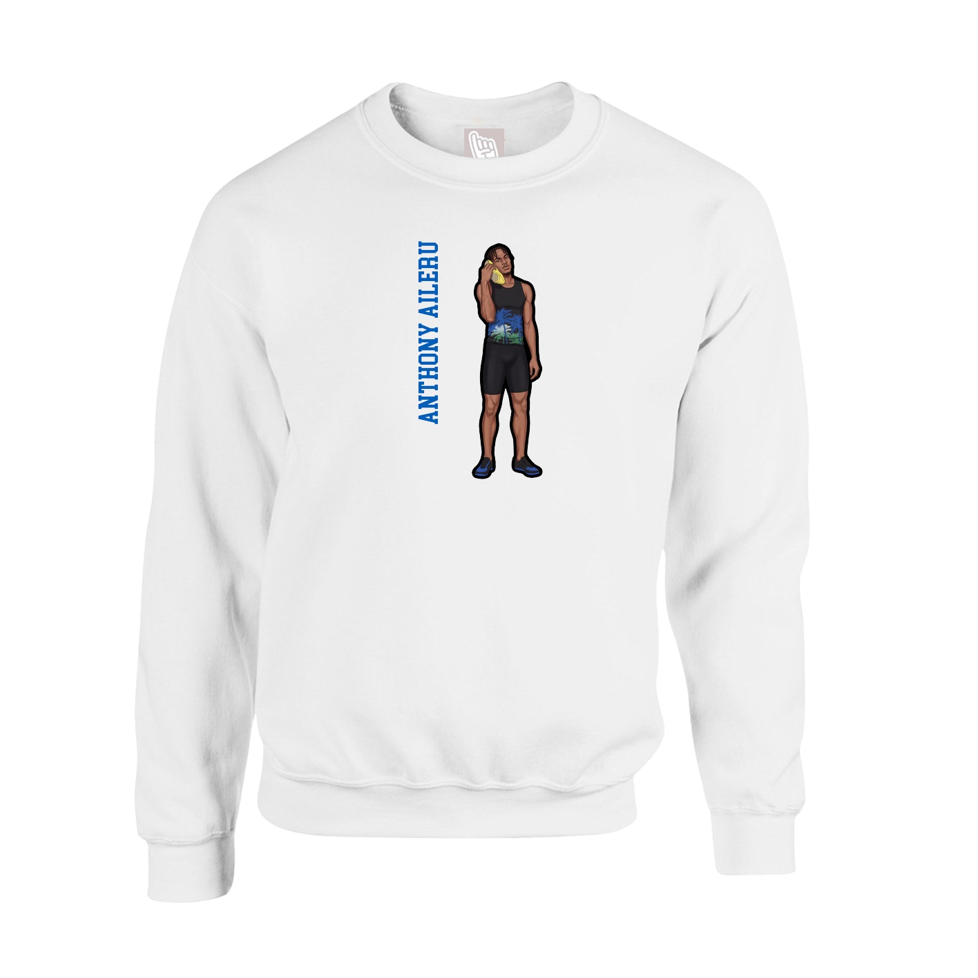 Fleece Crew — Name Vertical in White