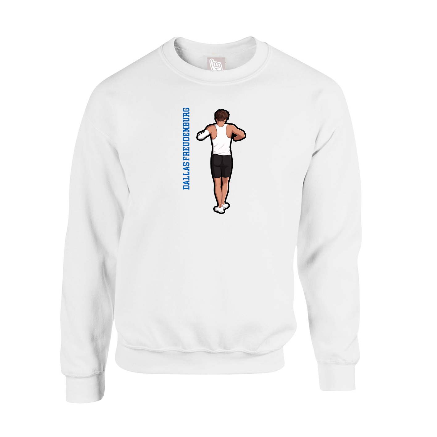 Fleece Crew — Name Vertical in White