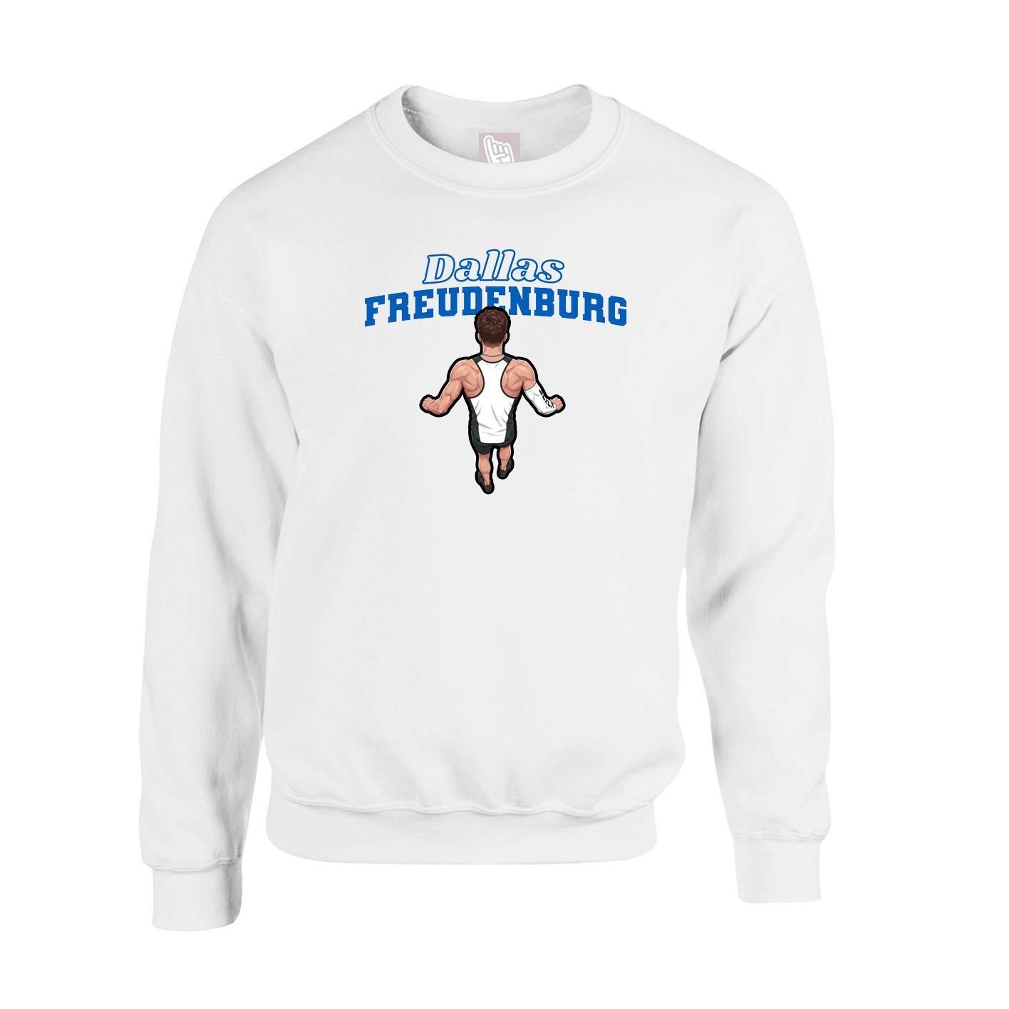 Fleece Crew — Name Arch in White
