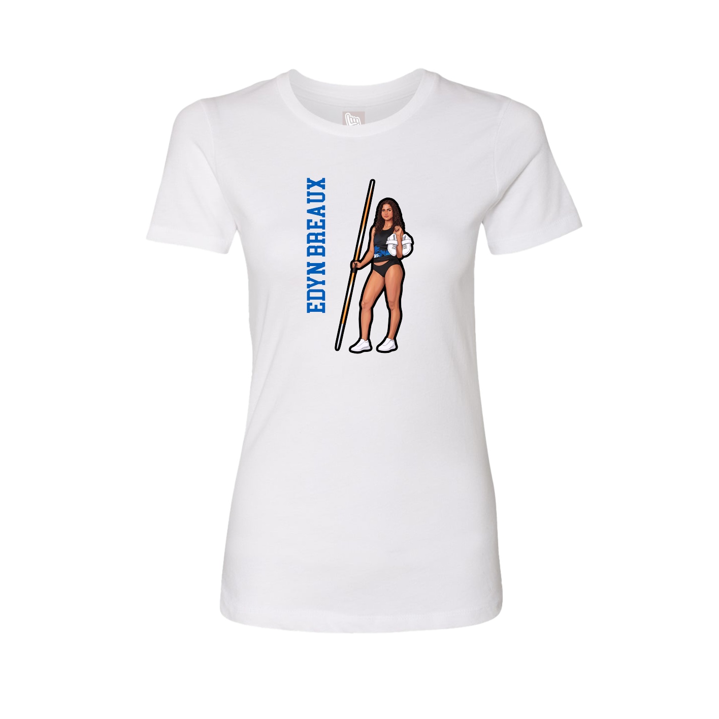Fitted Women's Tee — Name Vertical in White