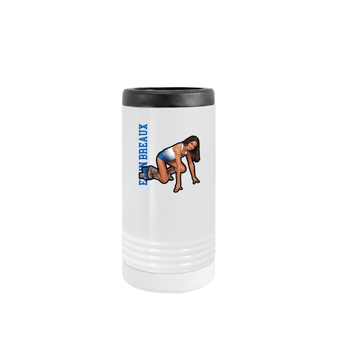 Slim Beverage Holder — Name Vertical in White