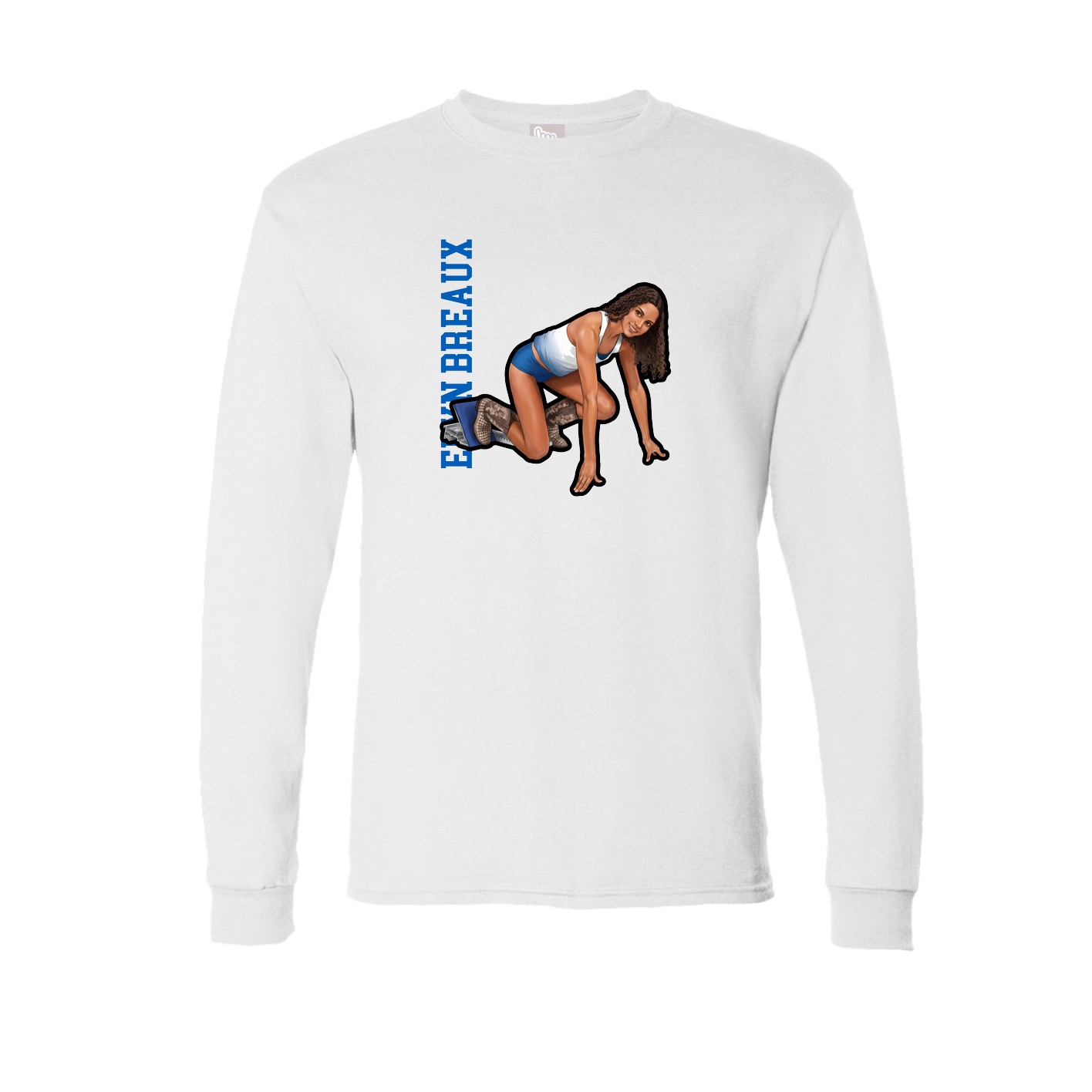 Long Sleeve Tee — Name Vertical in White