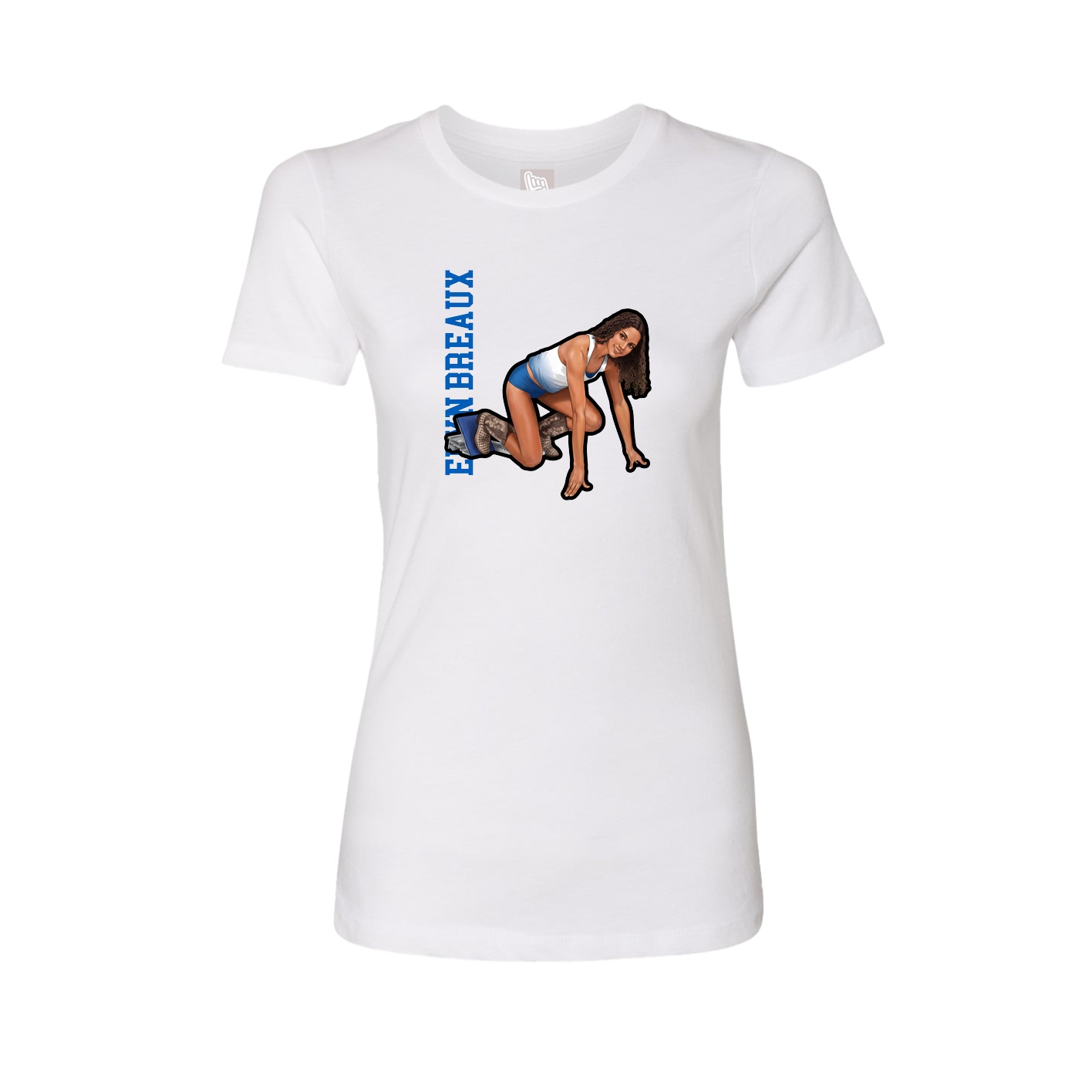 Fitted Women's Tee — Name Vertical in White