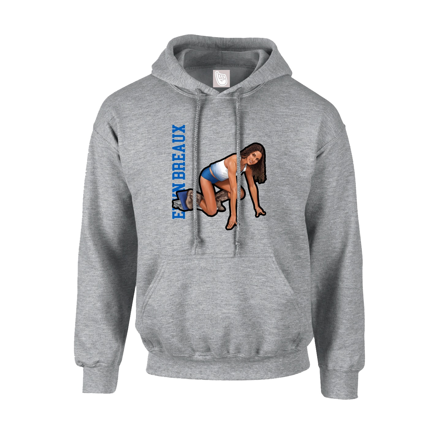 Hoodie — Name Vertical in Grey