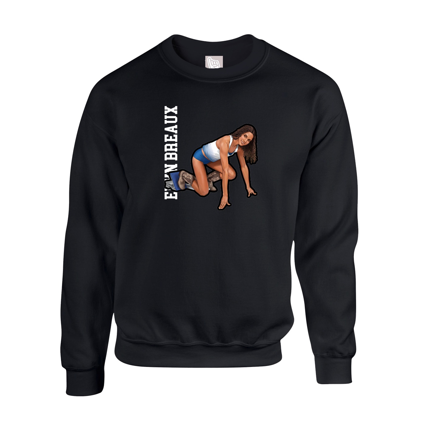 Fleece Crew — Name Vertical in Black