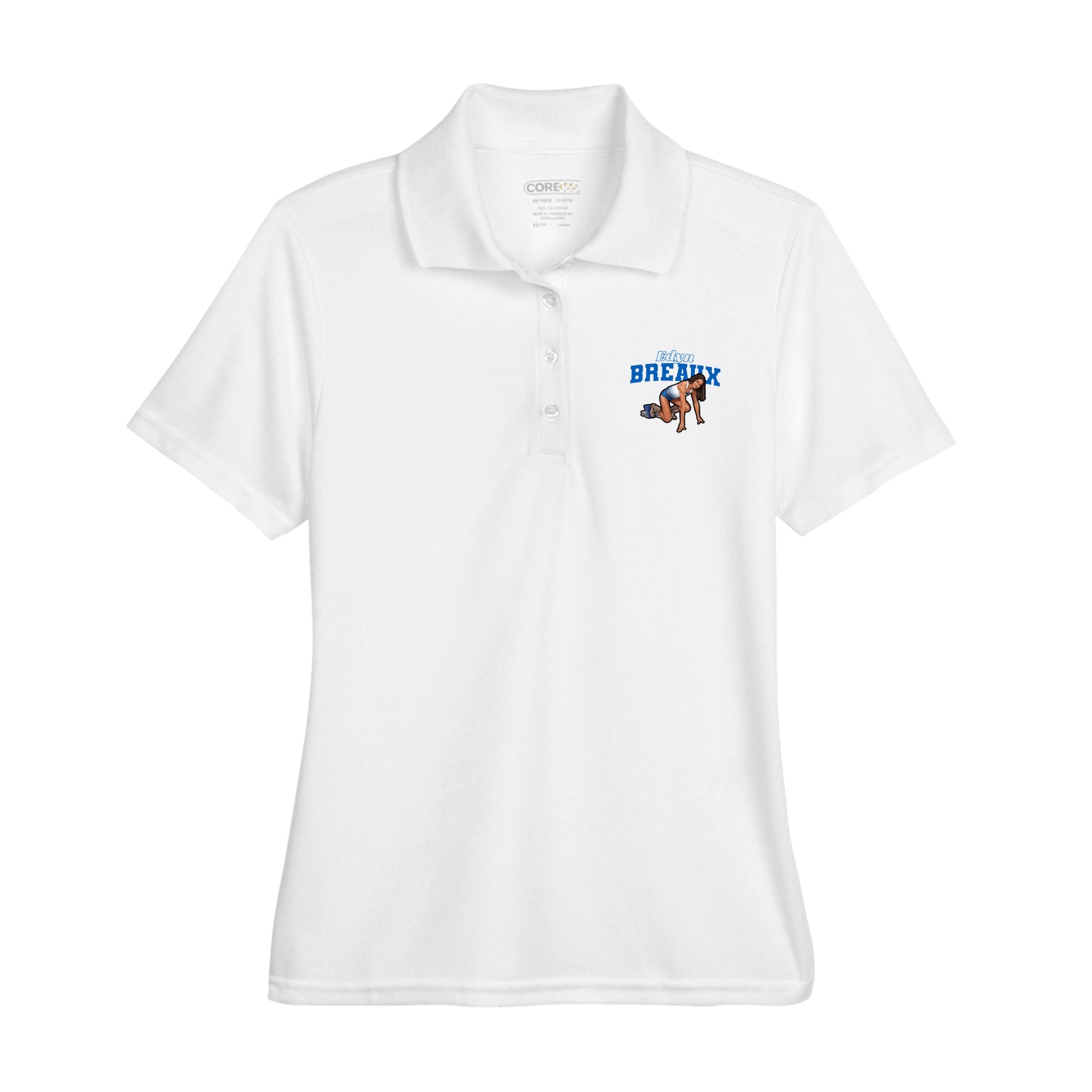 Womens Performance Polo — Name Arch in White
