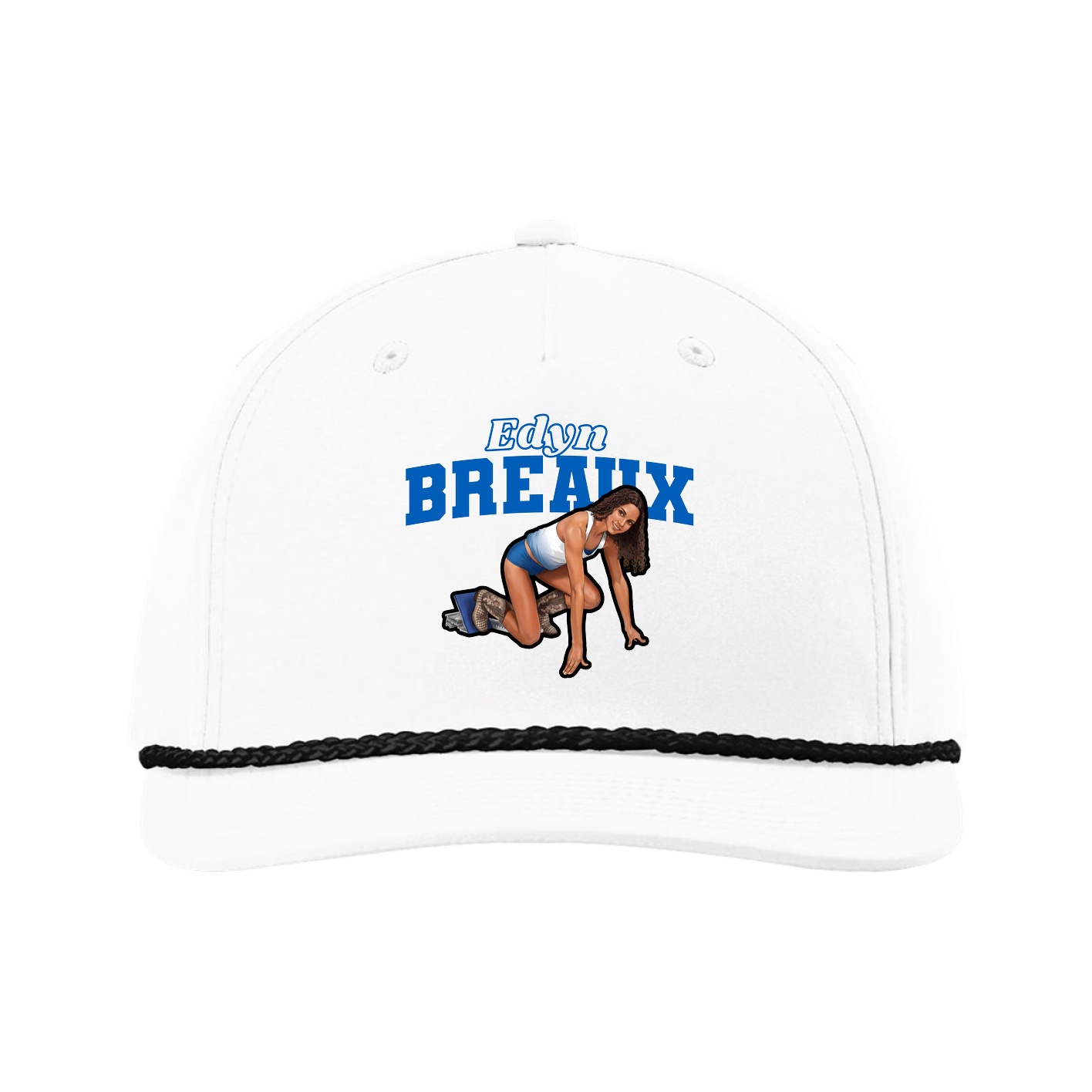 Five-Panel Classic Rope Cap — Name Arch in White