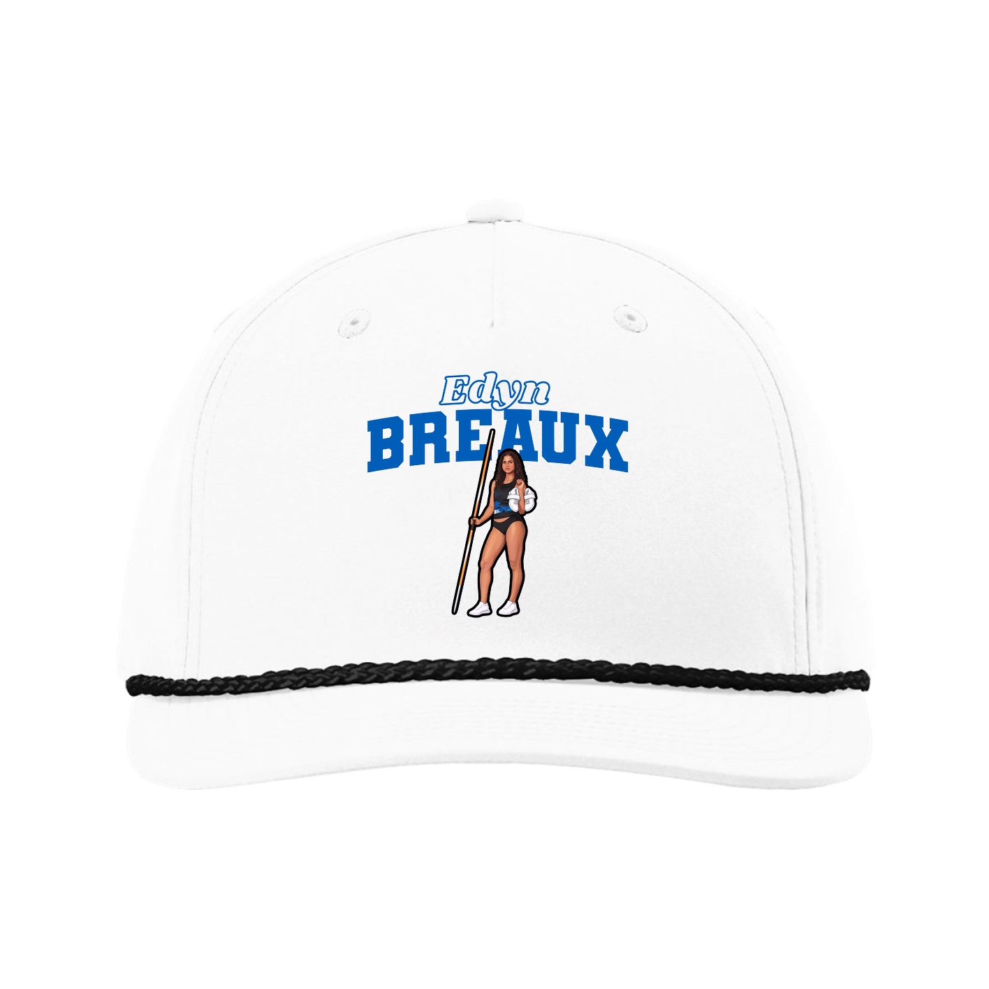 Five-Panel Classic Rope Cap — Name Arch in White