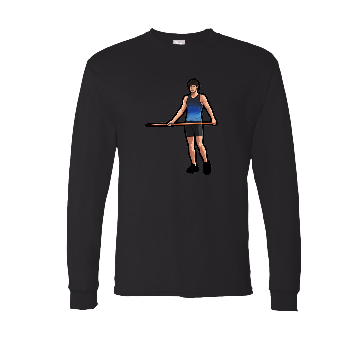 Long Sleeve Tee — Name Vertical in Black