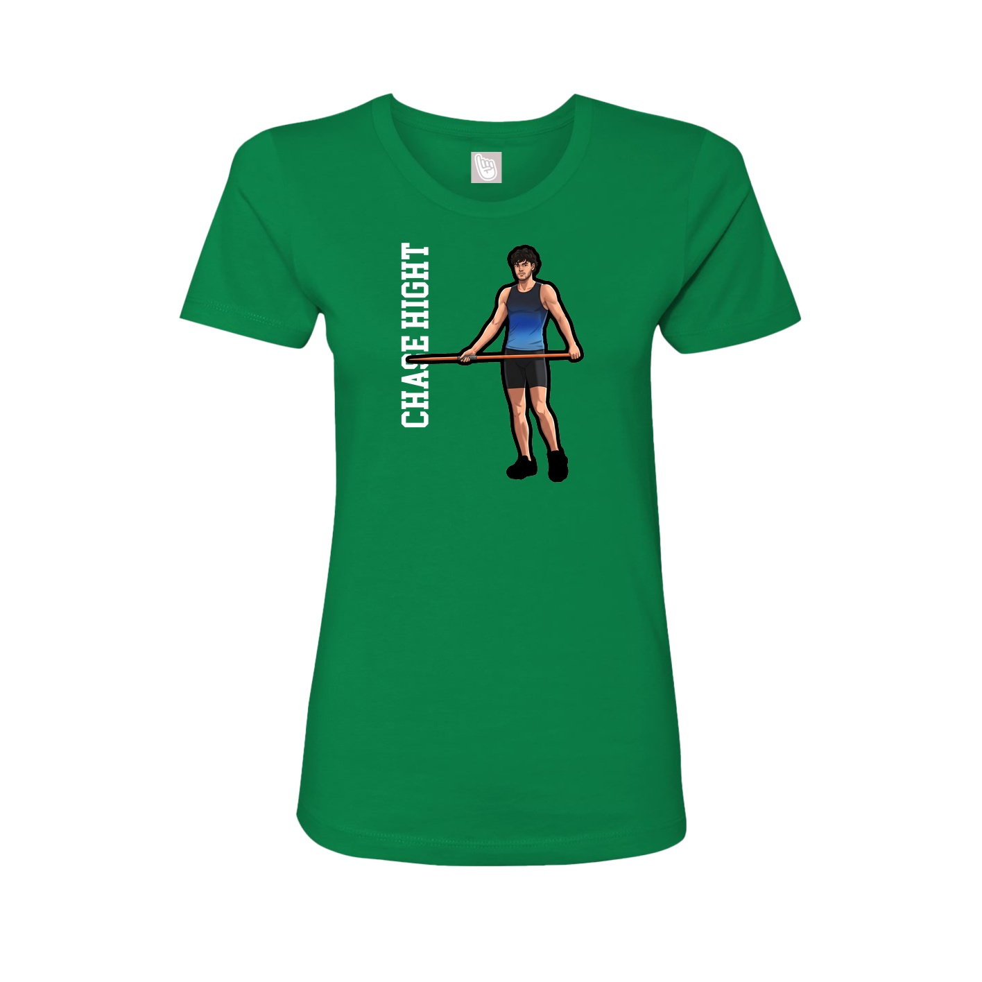 Womens Tee — Name Vertical in Green