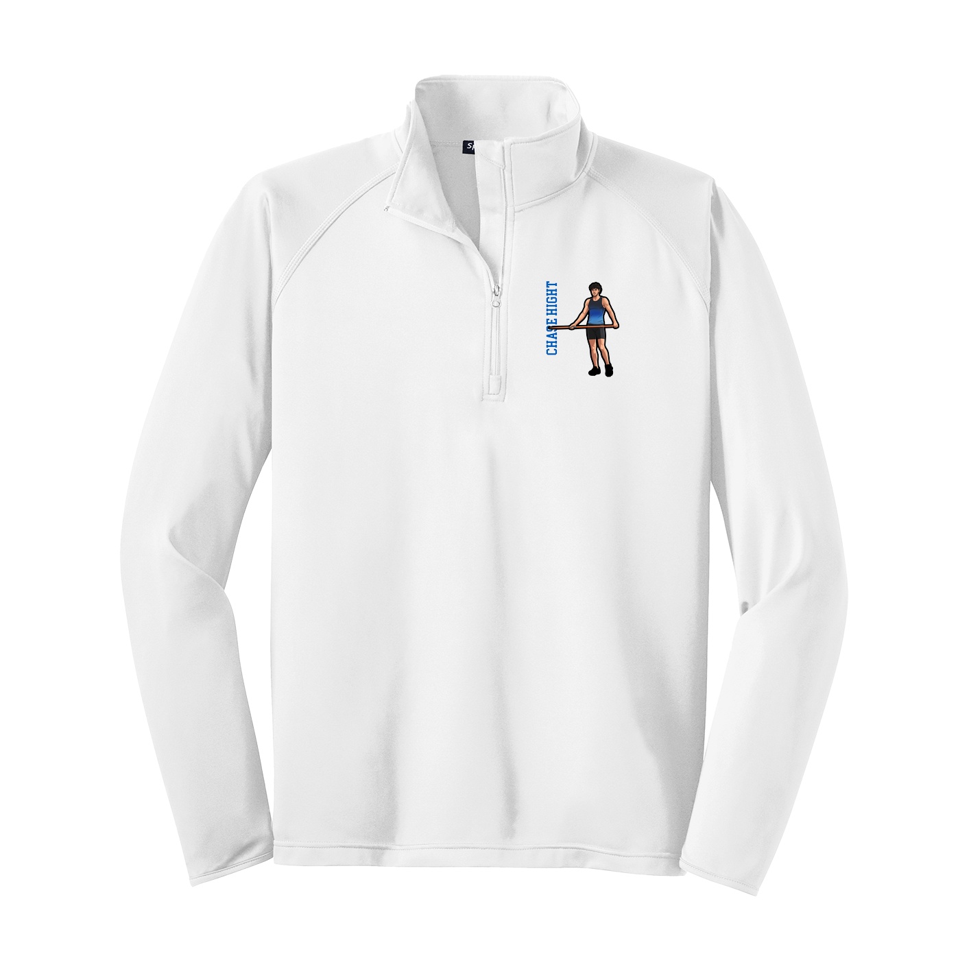 Q-Zip Pullover — Name Vertical in White