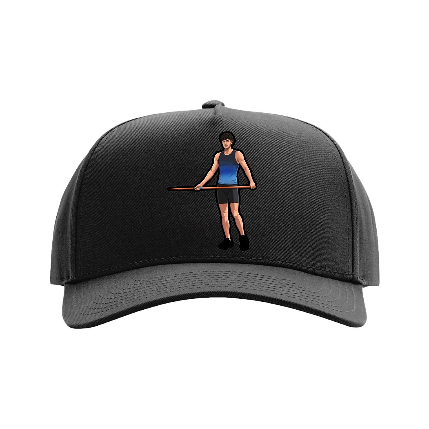 Full Fabric Five-Panel Champ Cap — Name Vertical in Black