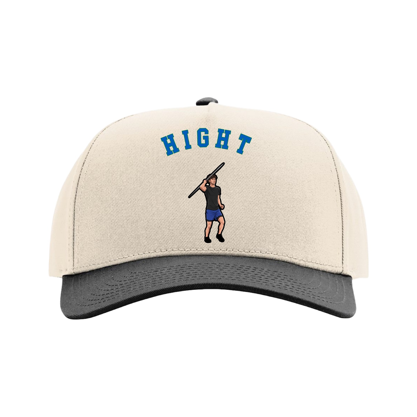 Full Fabric Five-Panel Champ Cap — Shirsey Arch in Cream/Black