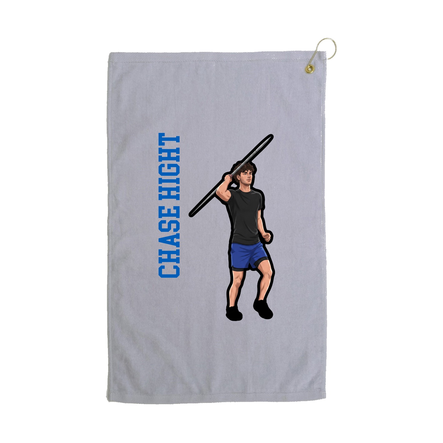 Golf Towel — Name Vertical in Grey