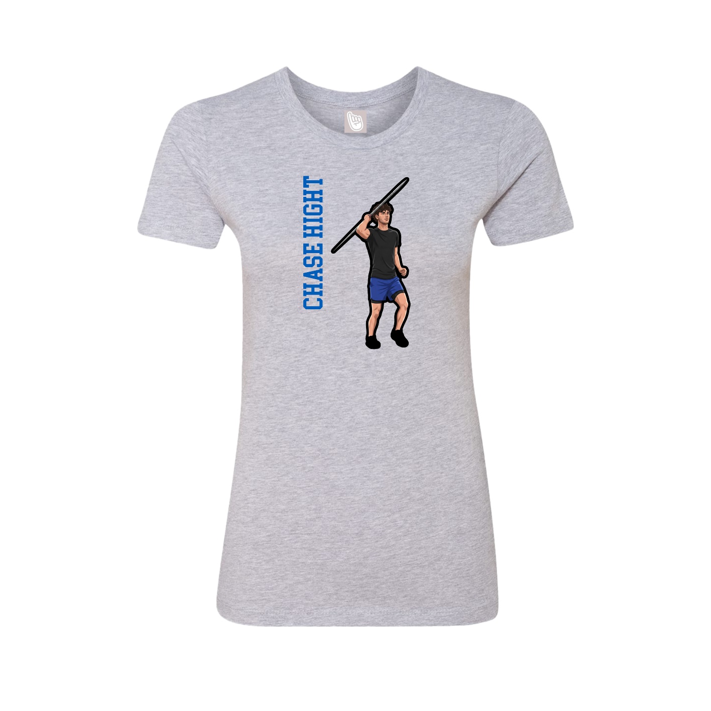 Womens Tee — Name Vertical in Grey