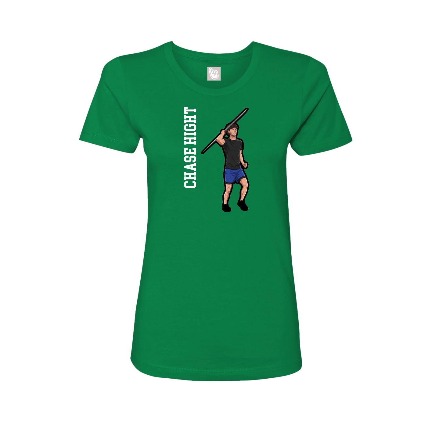 Fitted Women's Tee — Name Vertical in Green