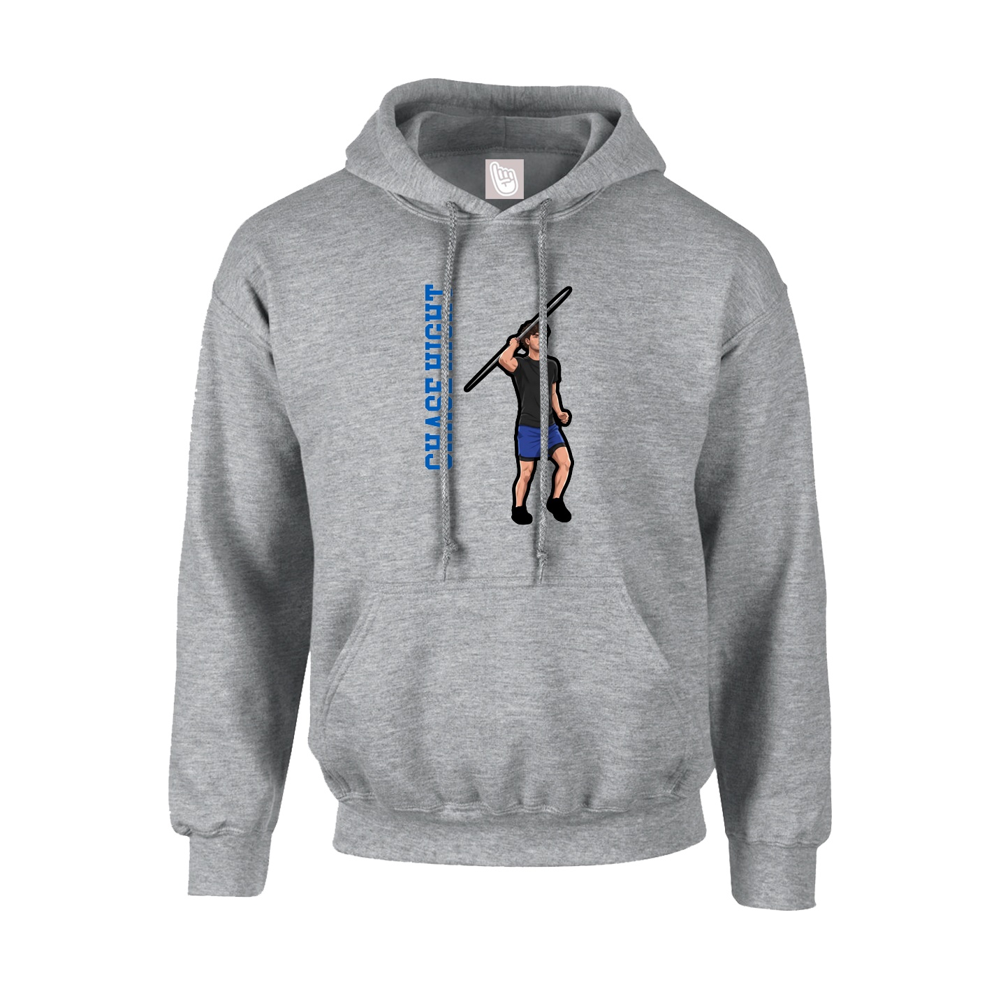 Hoodie — Name Vertical in Grey