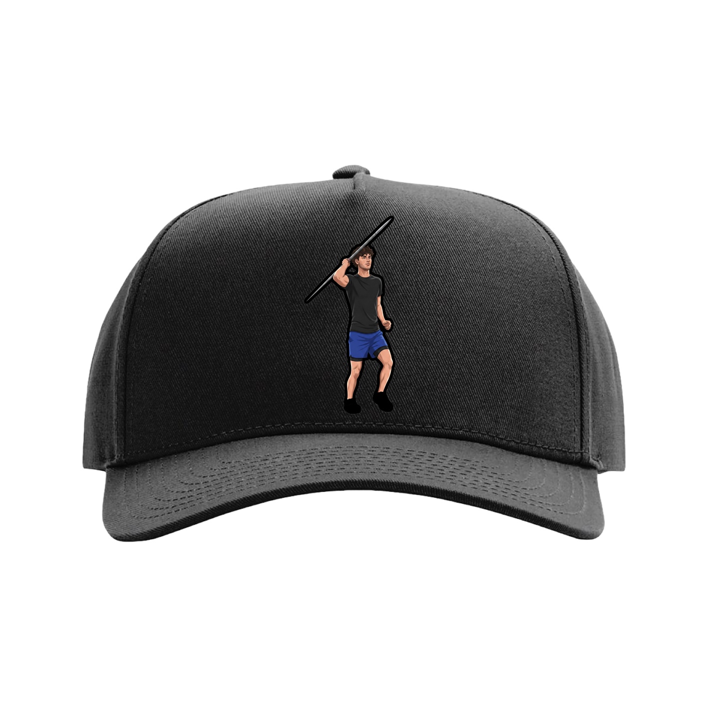 Full Fabric Five-Panel Champ Cap — Name Vertical in Black