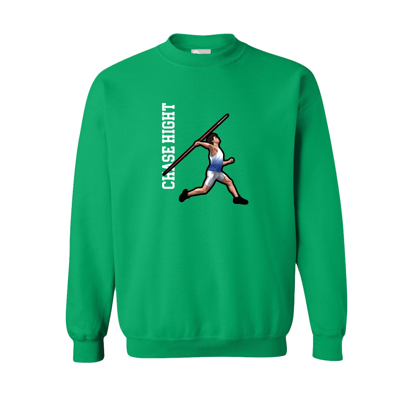 Fleece Crew — Name Vertical in Green