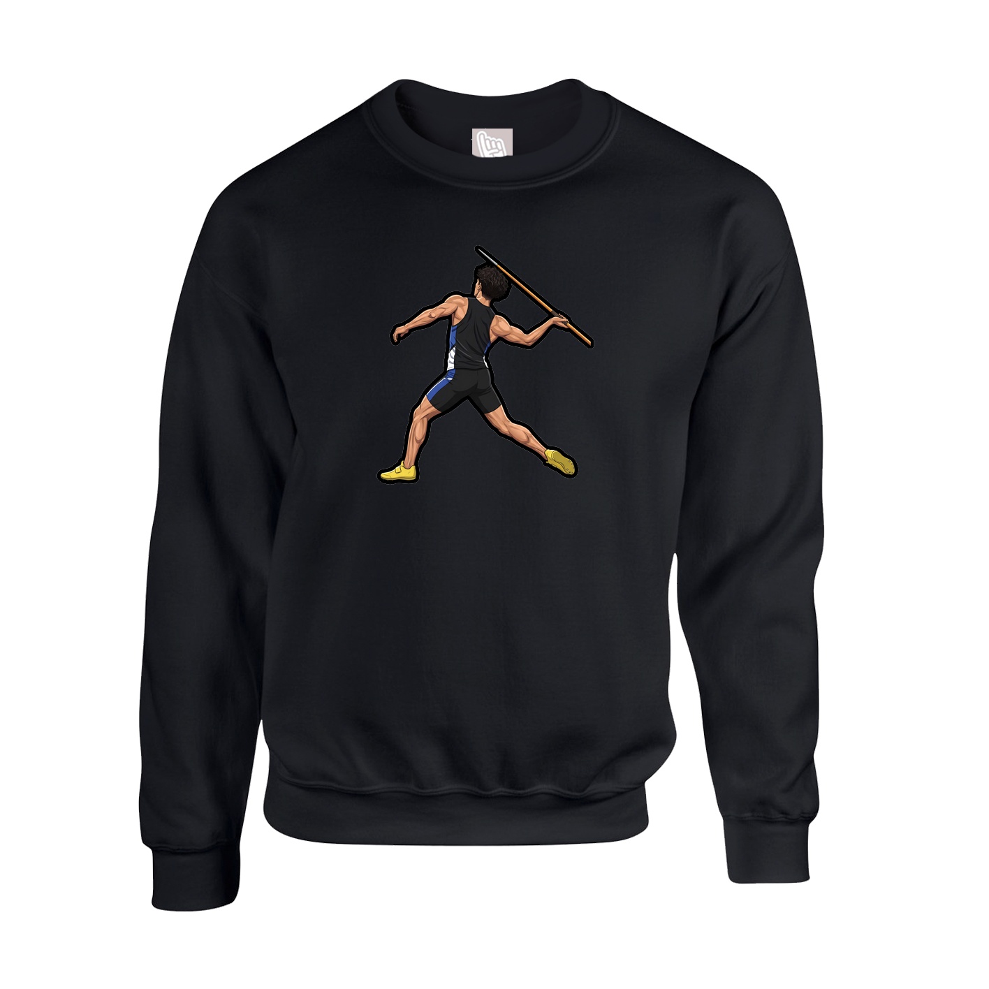 Fleece Crew — Name Vertical in Black