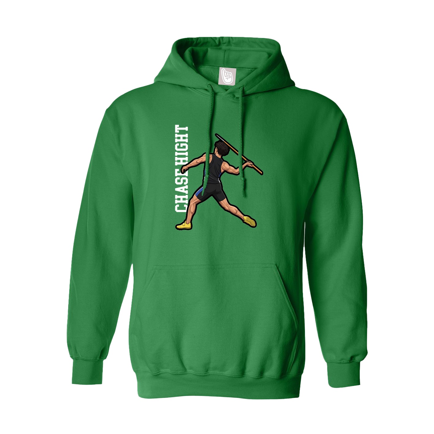 Youth Hoodie — Name Vertical in Green