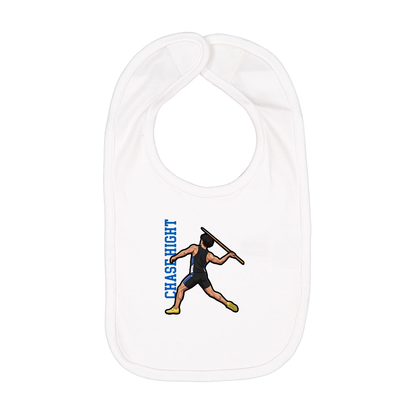 Infant Bib — Name Vertical in White