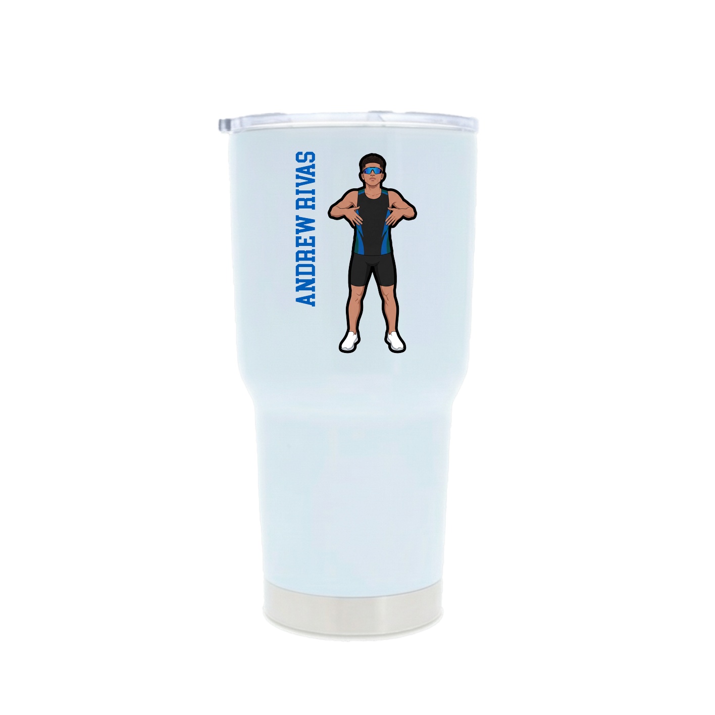 30oz Stainless Steel Tumbler — Name Vertical in White