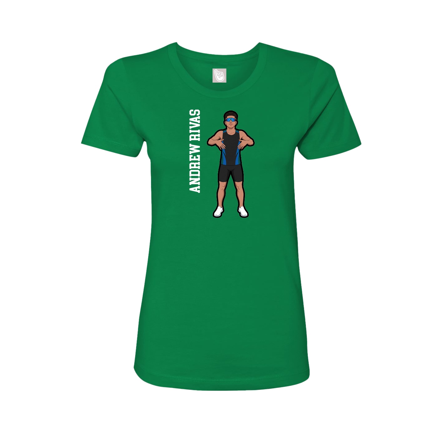 Fitted Women's Tee — Name Vertical in Green