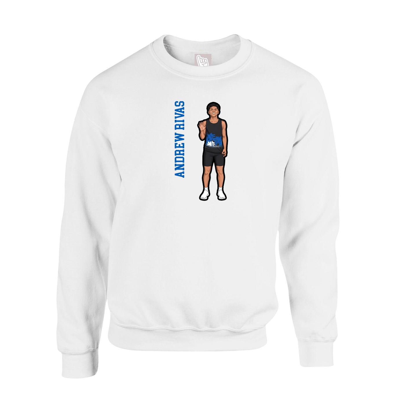 Fleece Crew — Name Vertical in White