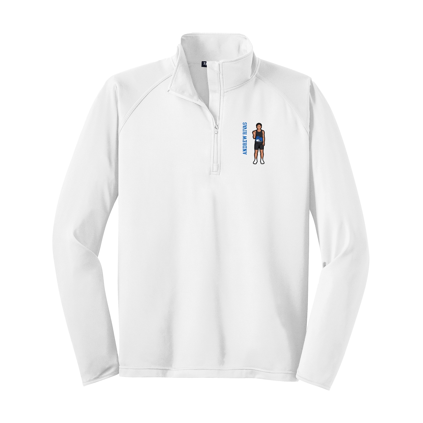Q-Zip Pullover — Name Vertical in White
