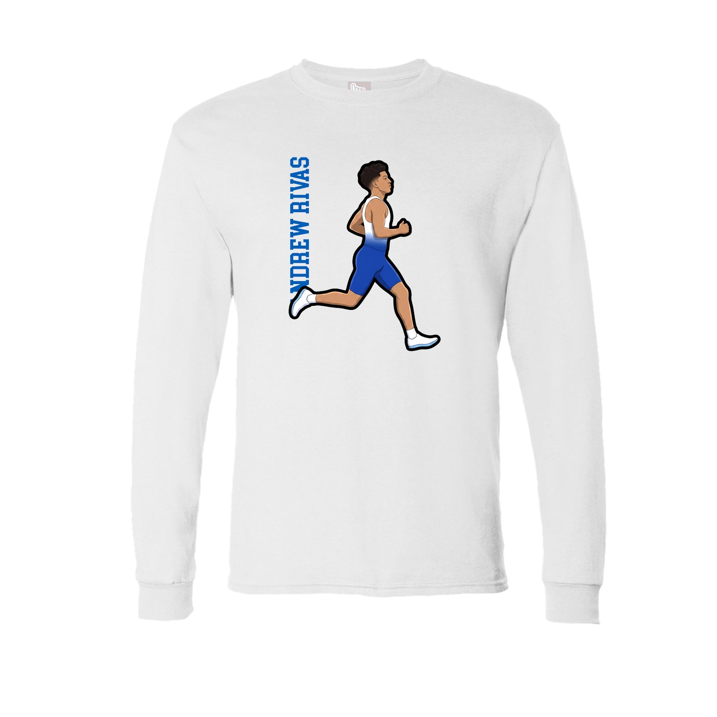Long Sleeve Tee — Name Vertical in White