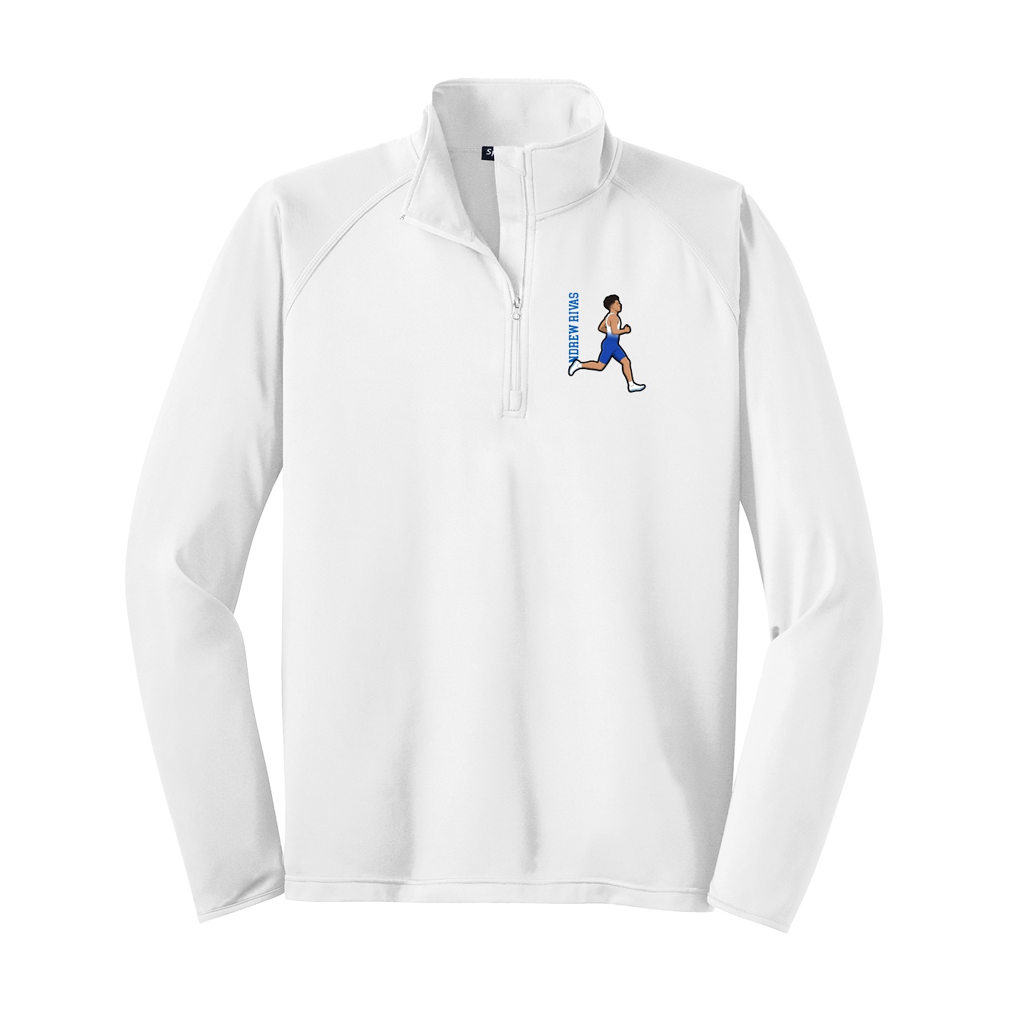 Q-Zip Pullover — Name Vertical in White
