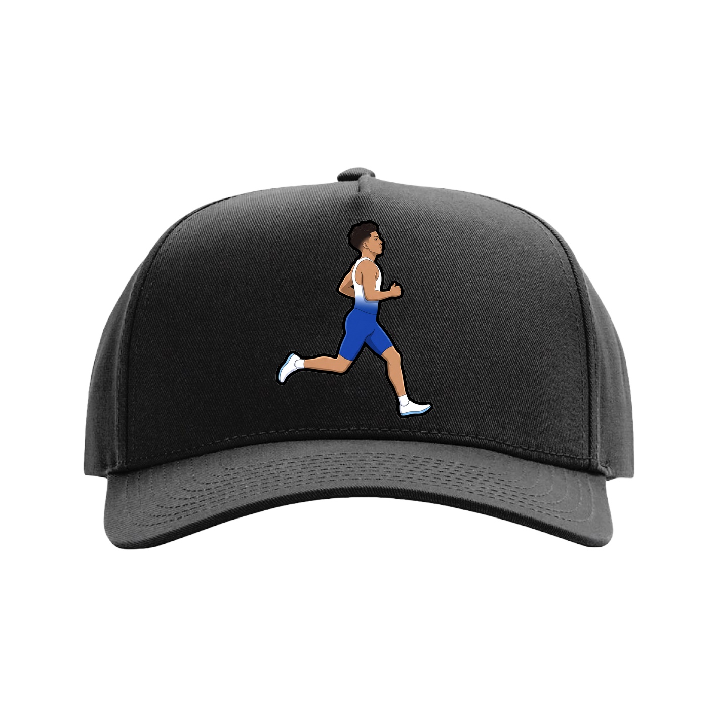 Full Fabric Five-Panel Champ Cap — Name Vertical in Black