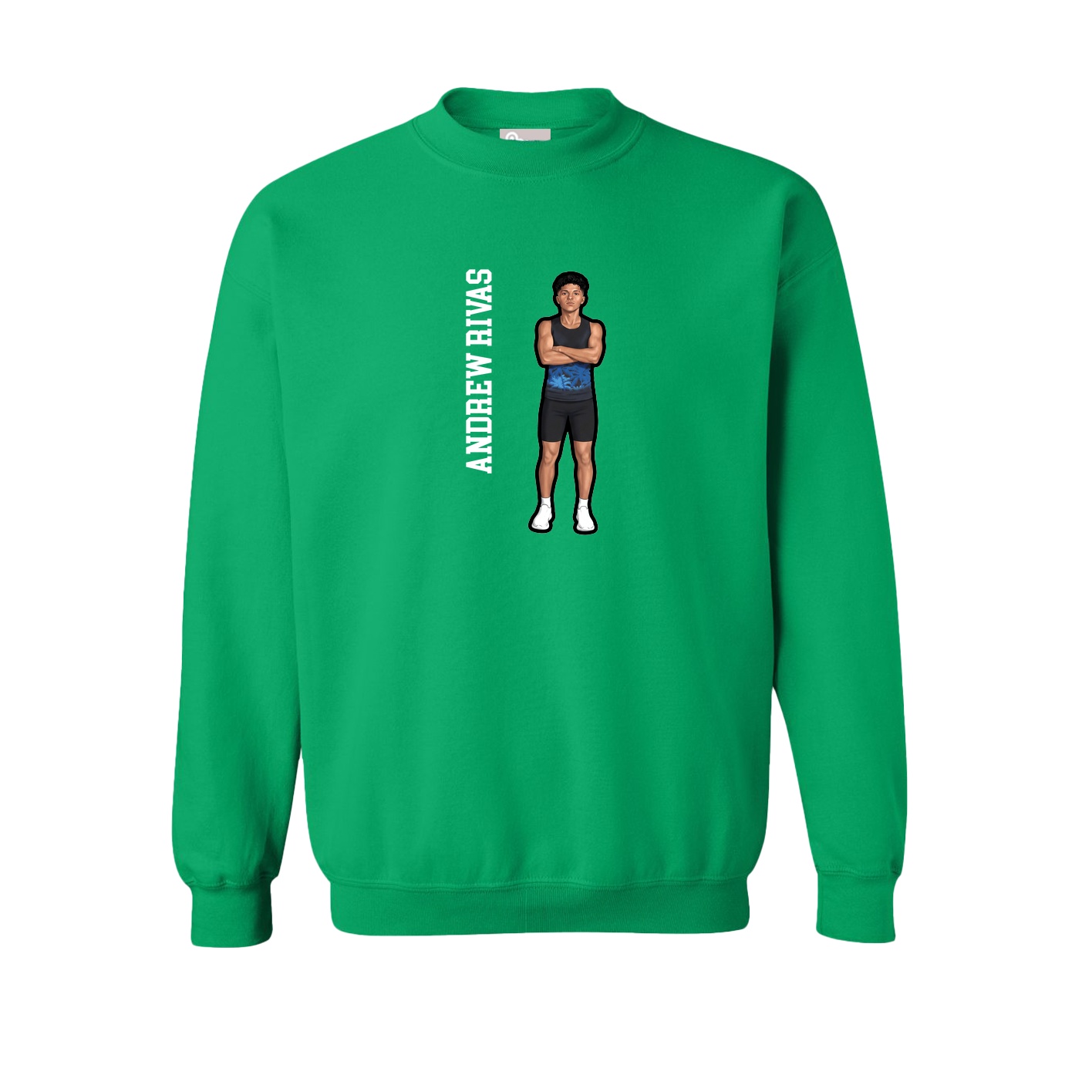 Fleece Crew — Name Vertical in Green