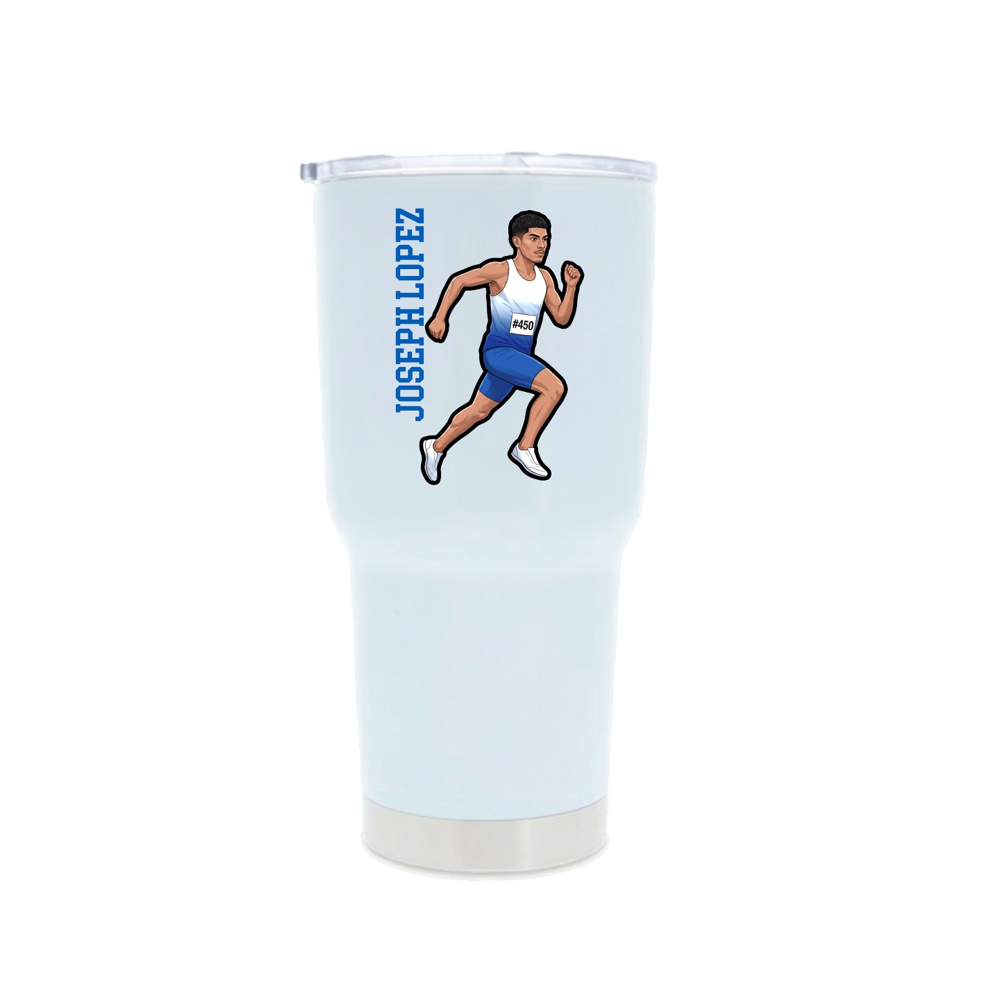 30oz Stainless Steel Tumbler — Name Vertical in White