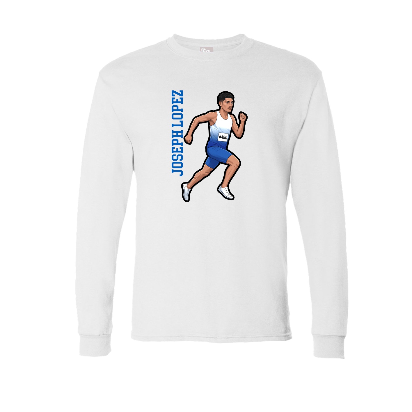 Long Sleeve Tee — Name Vertical in White