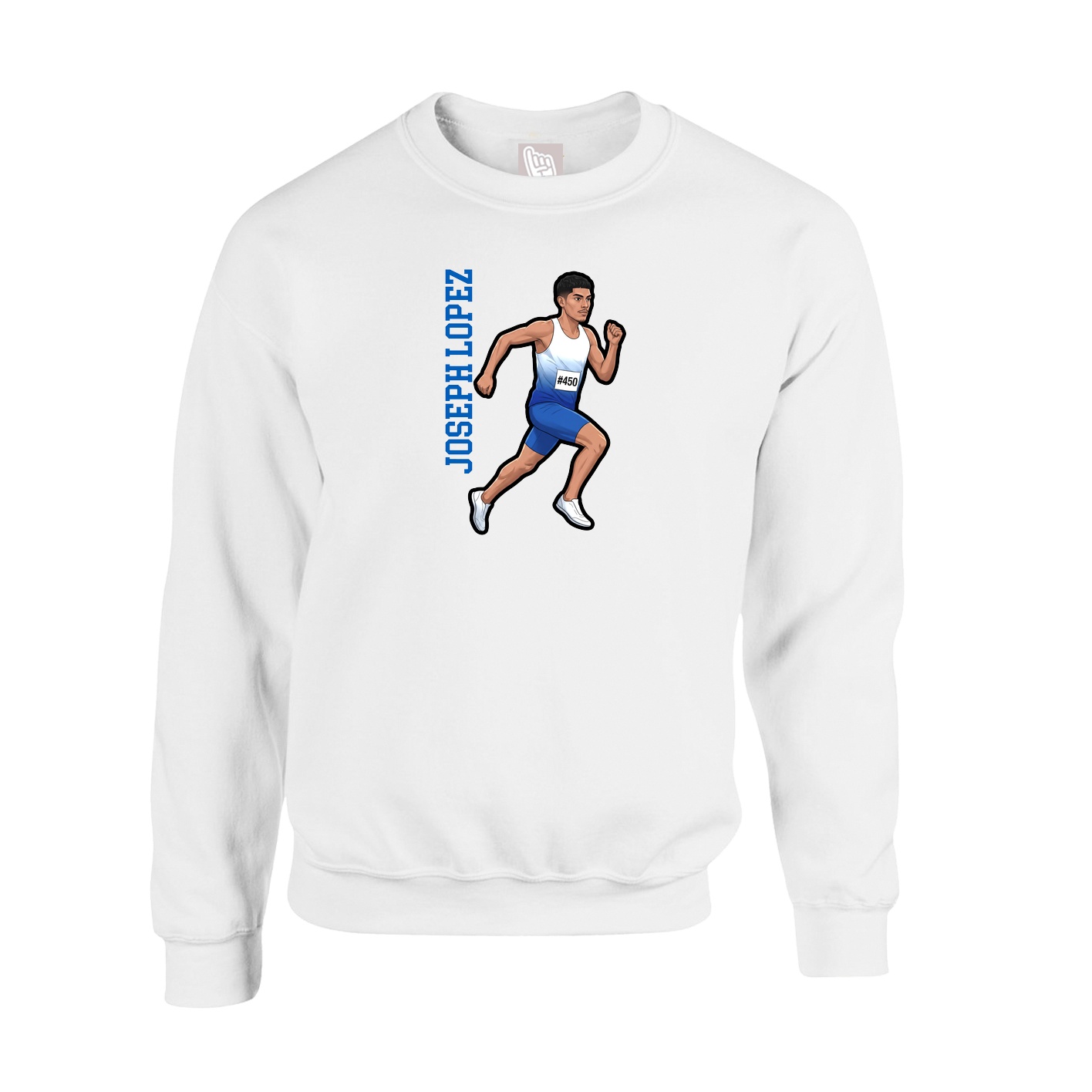 Fleece Crew — Name Vertical in White