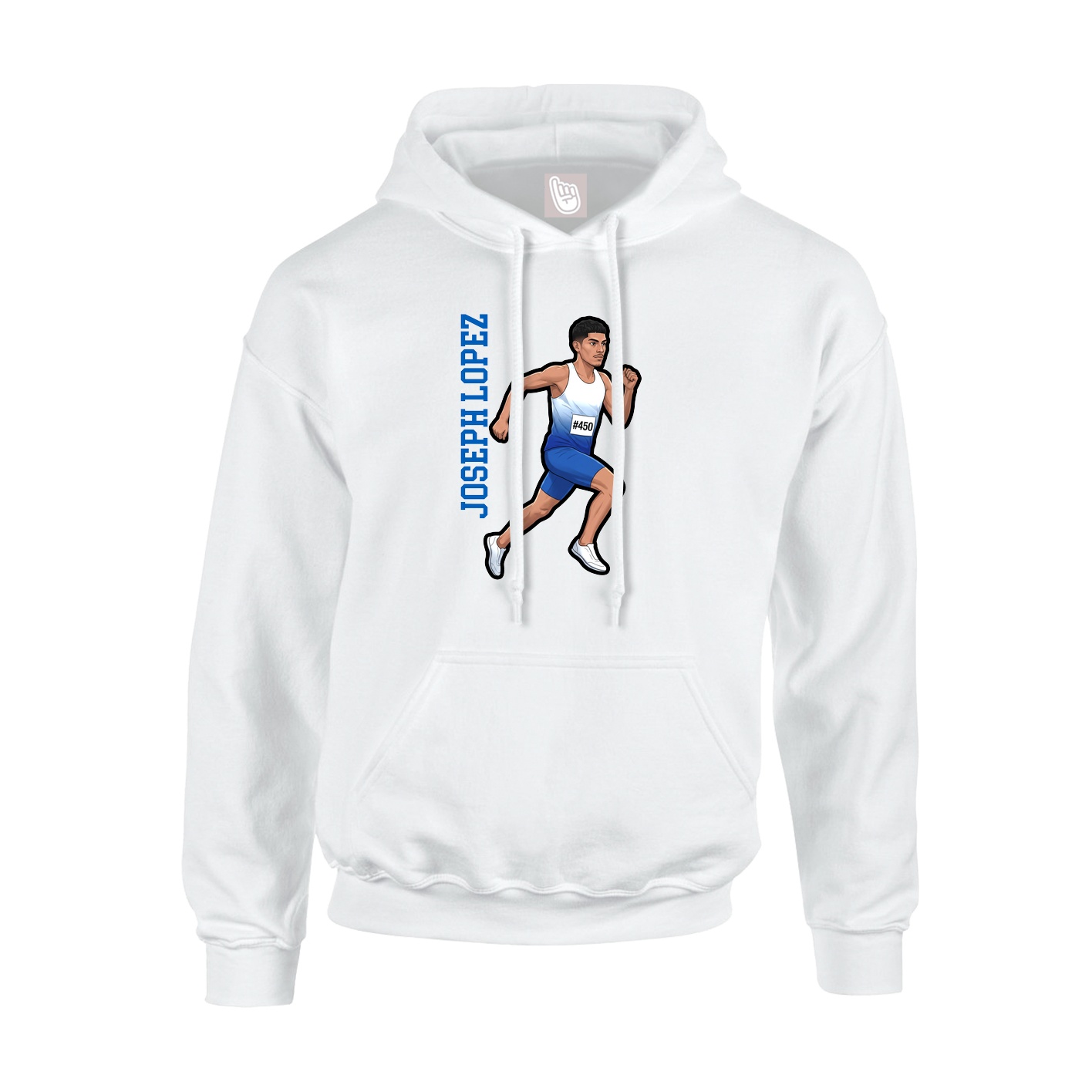 Youth Hoodie — Name Vertical in White
