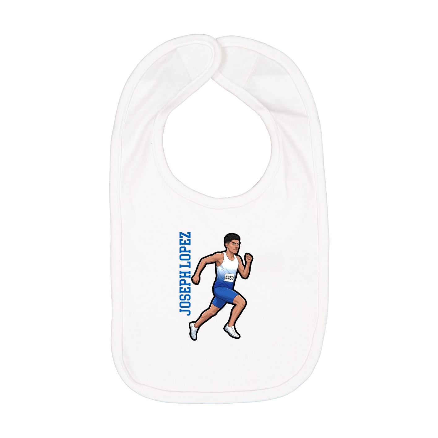 Infant Bib — Name Vertical in White